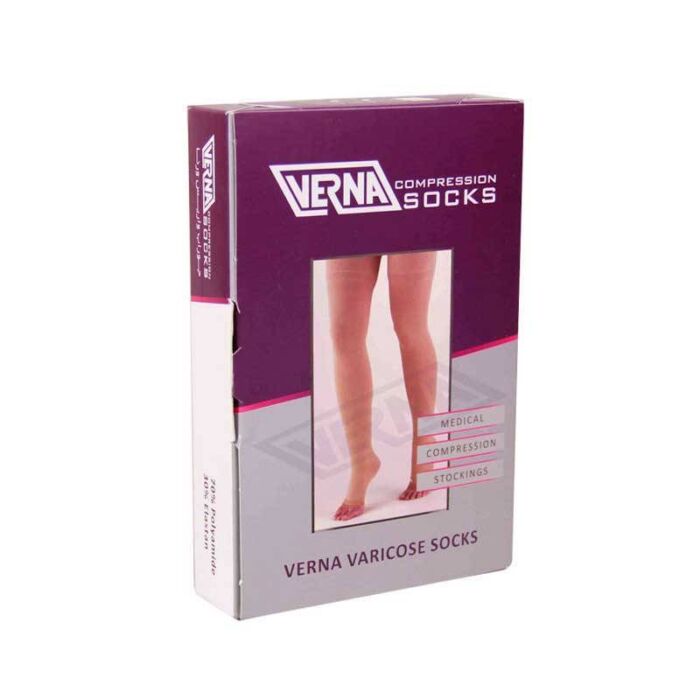 جوراب واریس سیلیکونی ورنا مدل BG بدون کفه بالای ران Verna